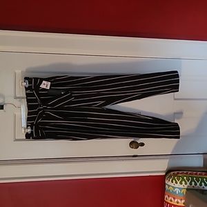 Body by Us black and white with brown stripe pants, size S, NWT